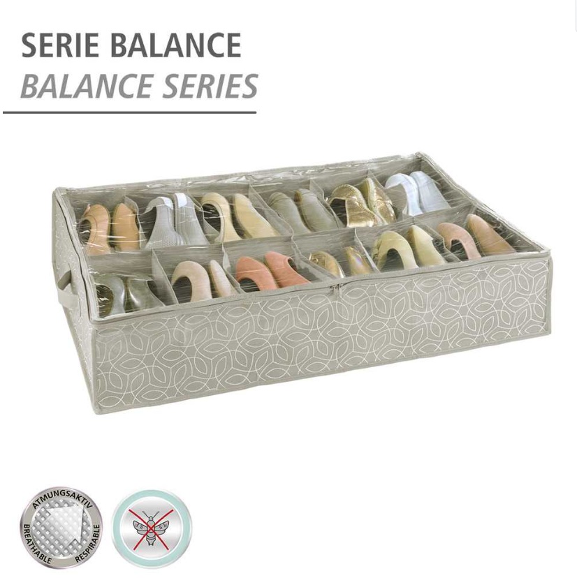Skoförvaring under sängen, mjuk, BALANCE, 74 x 60 x H 15 cm, Beige