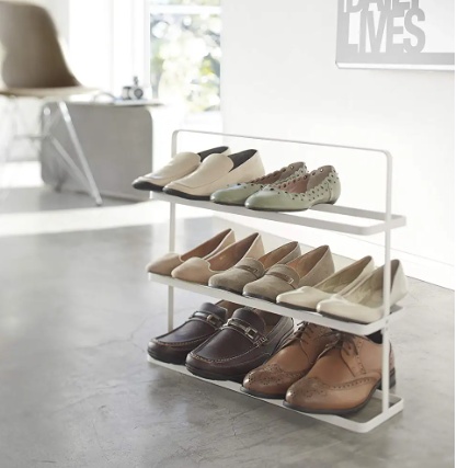 Skohylla , smalt och flyttbart, Metall, TOWER WIDE, 50 x 14 x H 45,5 cm, Yamazaki, Vit