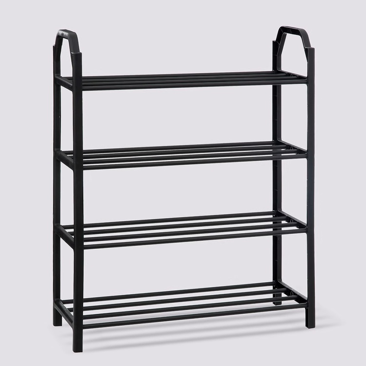 Skohylla för 8 par skor i metall och plast, SHOZY, 49,5 x 18,5 x H 64 cm, Svart