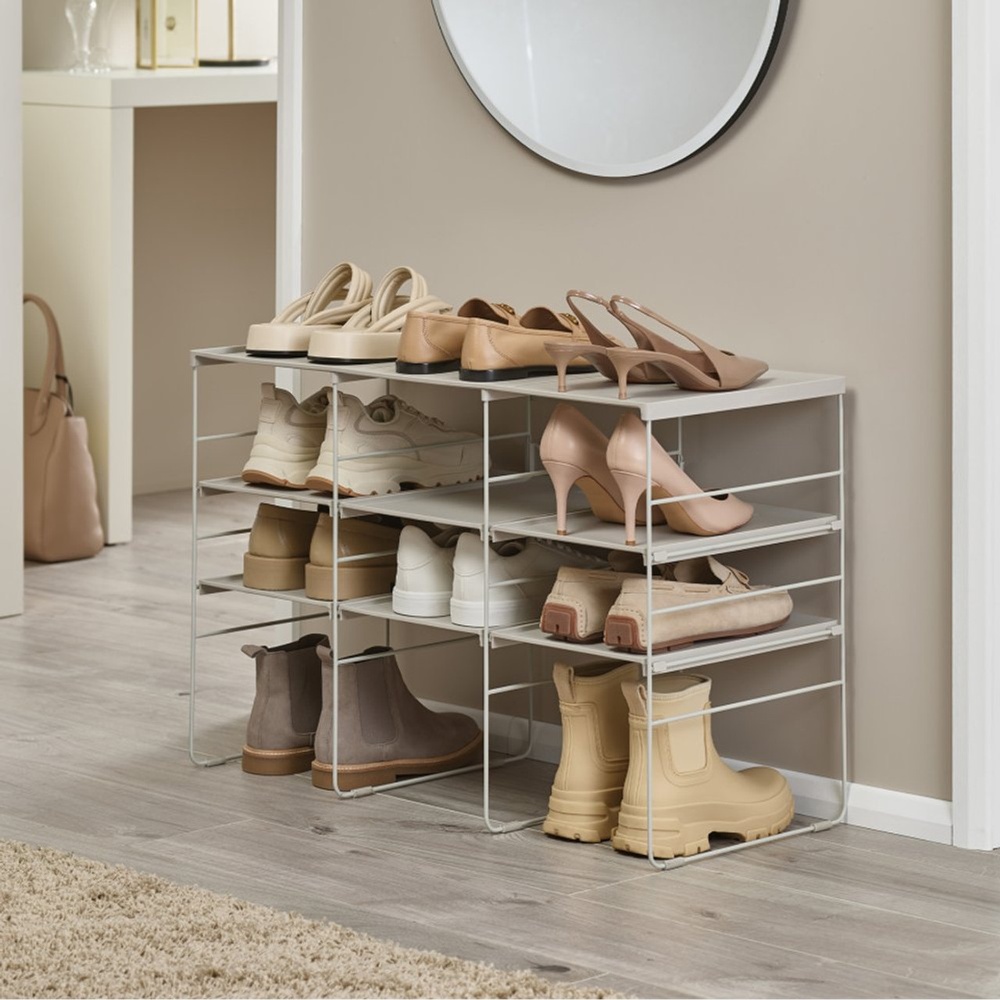 Skohylla i metall, Justerbart, LEVEL TRIPLE, Joseph Joseph, 75,8 x 35 x H 51,2 cm, Grå-beige
