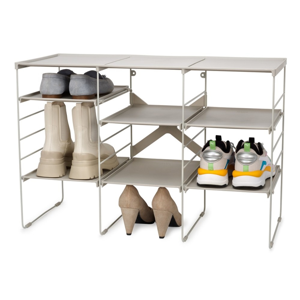 Skohylla i metall, Justerbart, LEVEL TRIPLE, Joseph Joseph, 75,8 x 35 x H 51,2 cm, Grå-beige