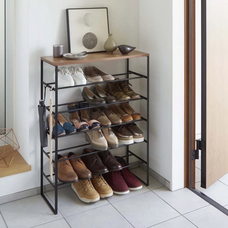 Skohylla med 6 hyllplan, TOWER WOOD TOP, 66 x 25 x H 87 cm, Yamazaki