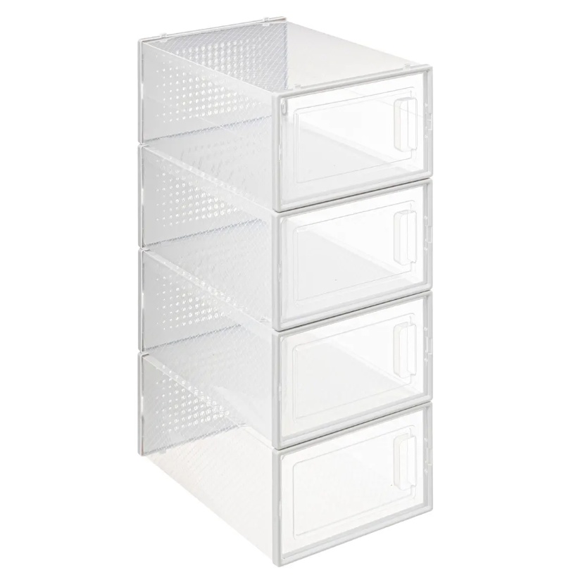 Skolåda, Stapelbar, MEDIUM RANGE CHAUS BOX, 33,5 x 23,2 x H 14 cm, Vit / Transparent