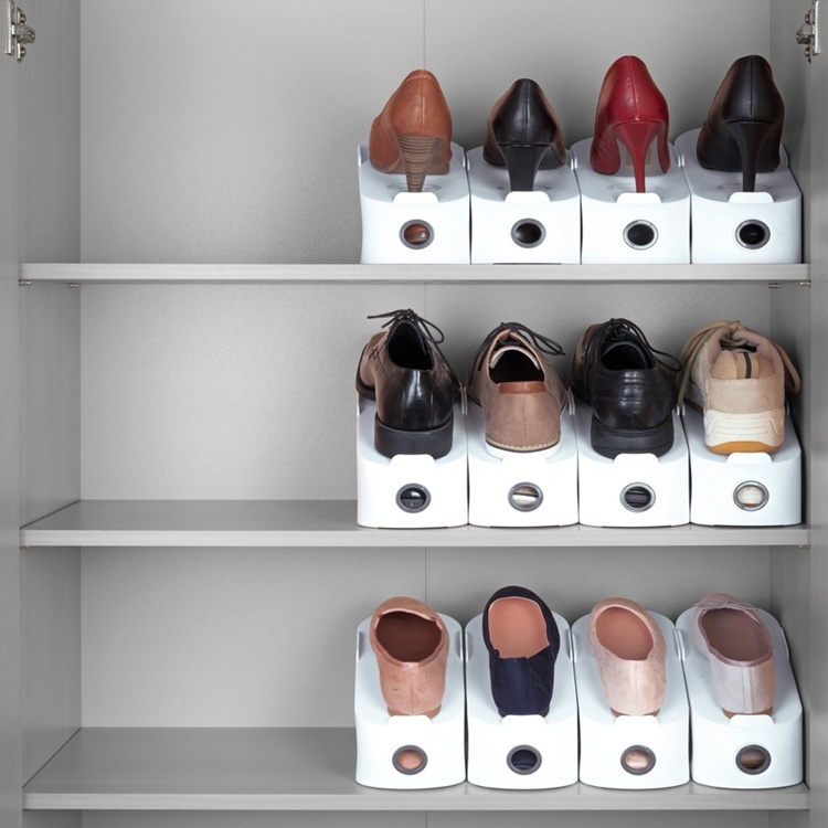 Skoställ, 4 st, SCHUHSTAPLER WEIß, Smart sko förvaring, Vita