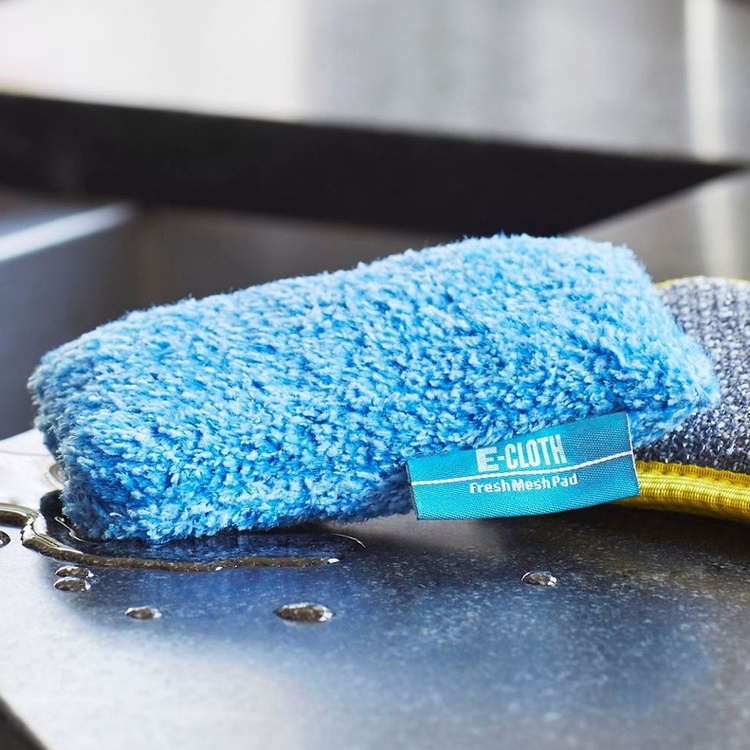 Skrubbsvampar i Mikrofiber, 2 st, FRESH MESH CLEANING PADS, 15 x 8 cm, Blå