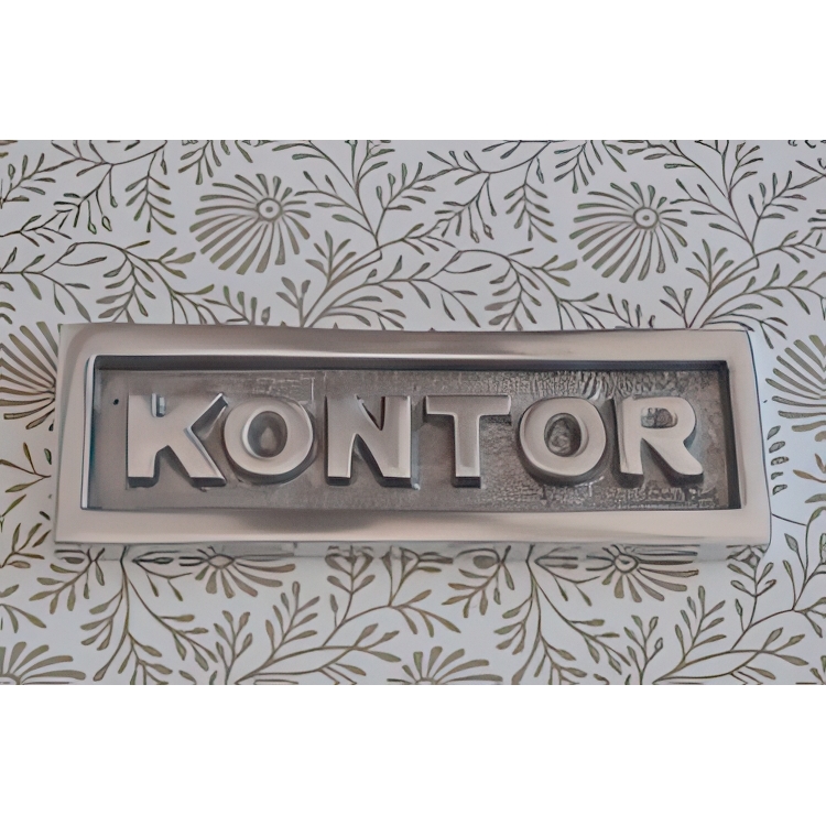 Skylt med ram, KONTOR, 10 x H 3,5 cm, Exmez, Sandgjuten aluminium