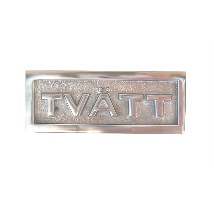 Skylt med ram, TVÄTT, 9 x H 3,5 cm, Exmez, Sandgjuten aluminium