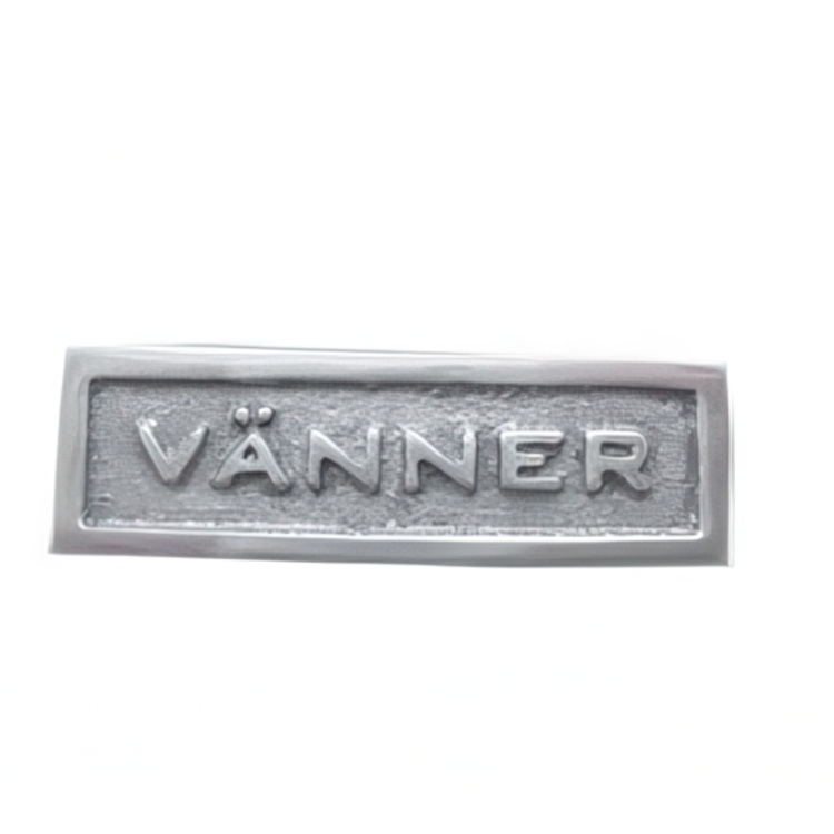 Skylt med ram, VÄNNER, 5 x H 1,8 cm, Exmez, Sandgjuten aluminium