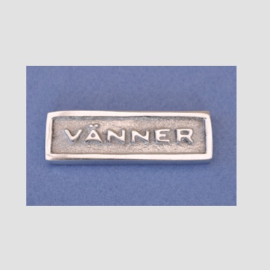 Skylt med ram, VÄNNER, 5 x H 1,8 cm, Exmez, Sandgjuten aluminium