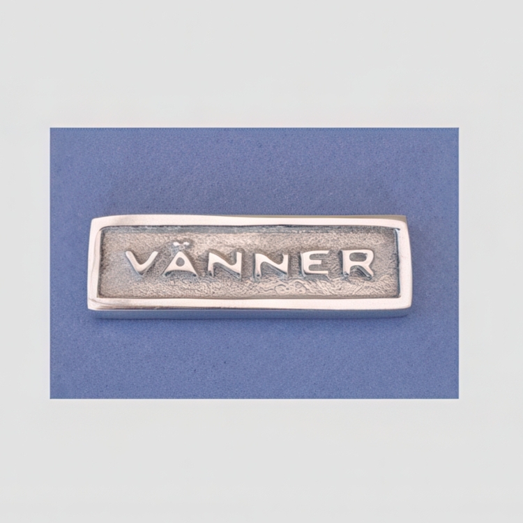 Skylt med ram, VÄNNER, 5 x H 1,8 cm, Exmez, Sandgjuten aluminium