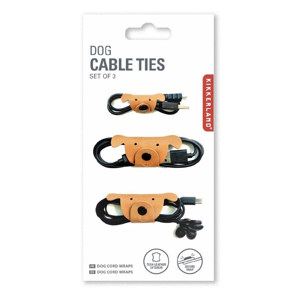 Sladdhållare, Hund, 3 st, DOG CABLE TIES, Kikkerland, Natur
