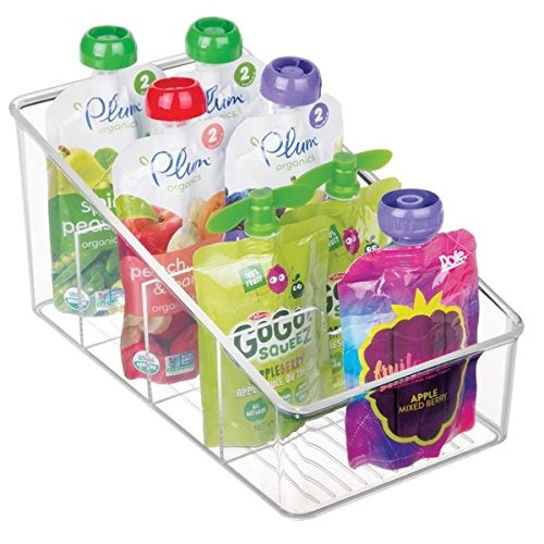 Sluttande Låda för kryddpåsar, bred, Fyra fack, COOKING PACKETS ORGANIZER, 15,2 x 26,7 cm, Transparent