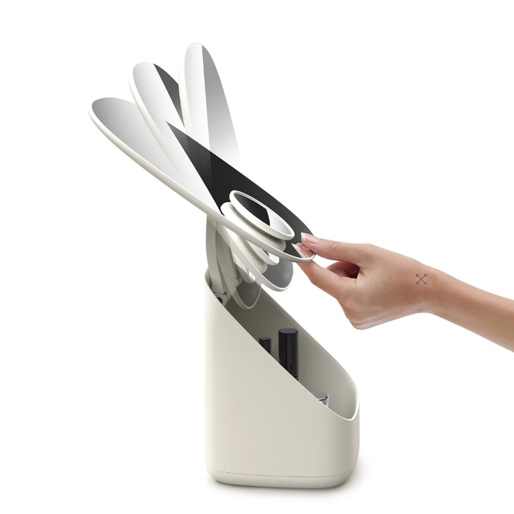 Sminkspegel med förvaring, VIVA PEDESTAL MIRROR COSMETIC ORGANISER, Joseph Joseph, Benvit