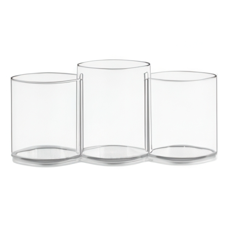 Sminkställ / mugg, 3 fack, COSMETIC TRIO CUP, Klar