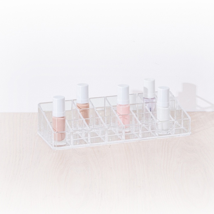 Sminkställ för Läppstift, 24 fack, SELENA ORGANISEUR MAQUILLAGE, 22,4 x 9,1 x H 5 cm, Klar