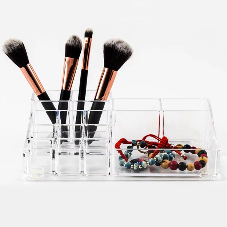 Sminkställ med 14 fack, SELENA ORGANISEUR MAQUILLAGE, 22,3 x 12,7 x H 7 cm, Klar