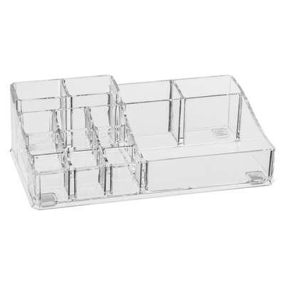 Sminkställ med 14 fack, SELENA ORGANISEUR MAQUILLAGE, 22,3 x 12,7 x H 7 cm, Klar