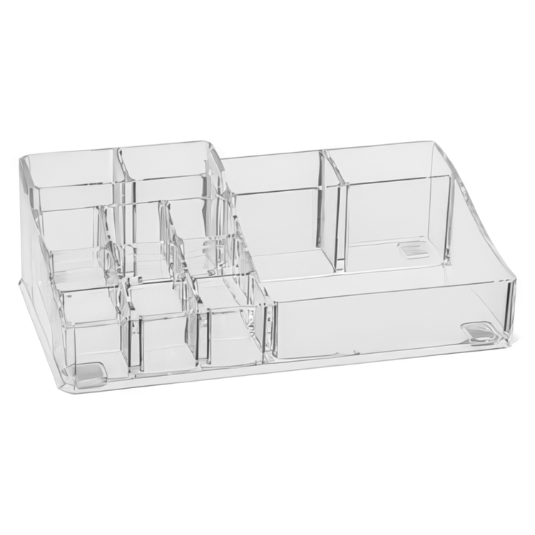 Sminkställ med 14 fack, SELENA ORGANISEUR MAQUILLAGE, 22,3 x 12,7 x H 7 cm, Klar