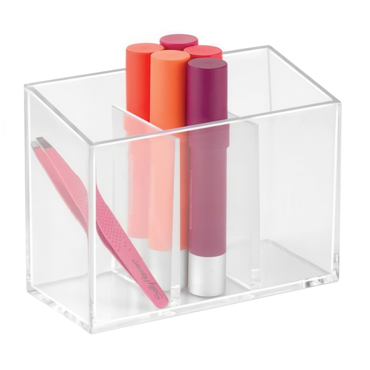 Sminkställ med 3 fack, COUNTER TOP ORGANISER, Transparent
