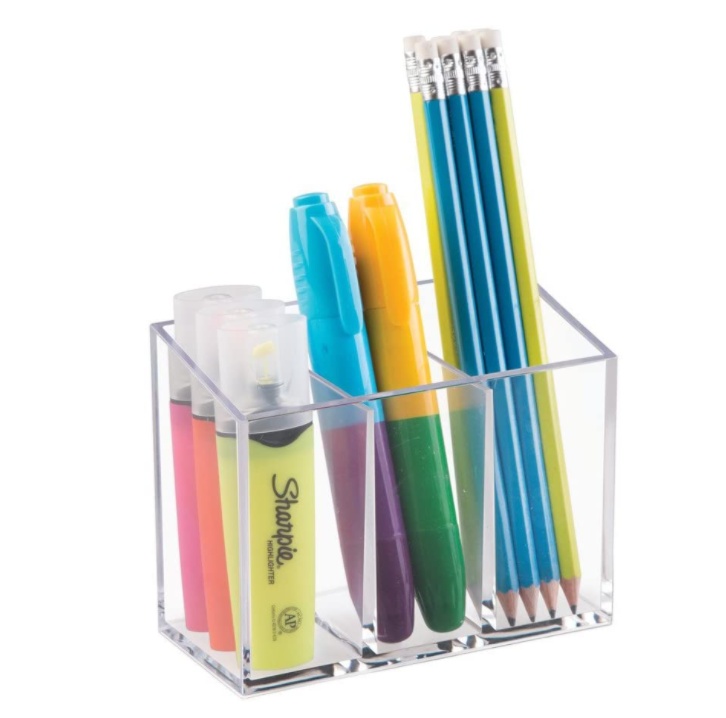 Sminkställ med 3 fack, COUNTER TOP ORGANISER, Transparent