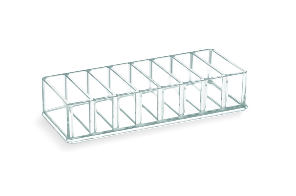 Sminkställ med 8 smala fack, LIVING MAKE UP ORGANIZER, 22 x 8,7 x H 4,5 cm, Klar akryl