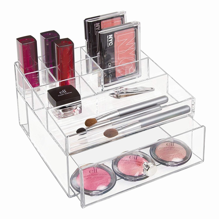Sminkställ med låda, ID CLARITY MAKE UP DRAWER ORGANISER, 16,5 x 16,5 x H 10 cm, Klar