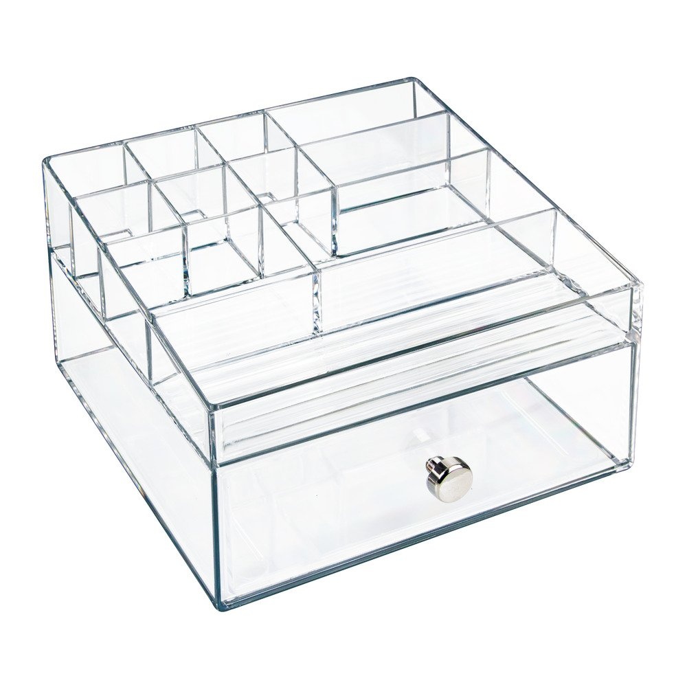 Sminkställ med låda, ID CLARITY MAKE UP DRAWER ORGANISER, 16,5 x 16,5 x H 10 cm, Klar