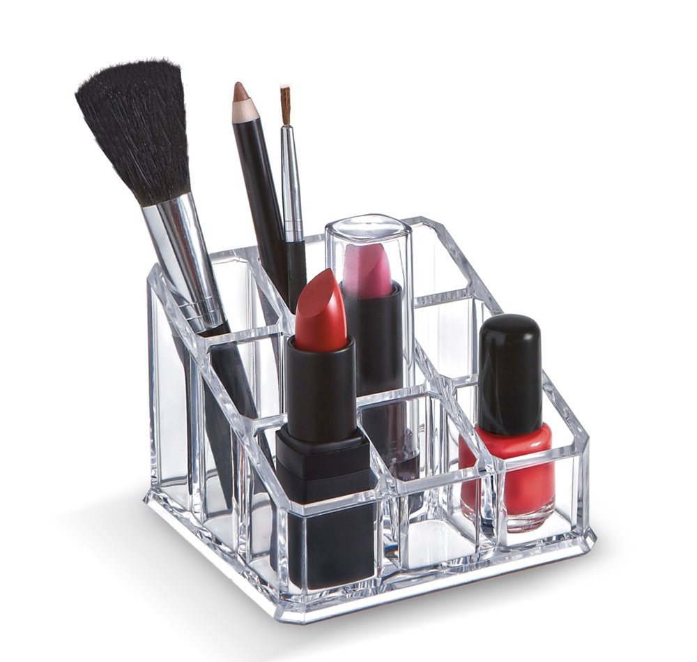 Sminkställ, Litet, LIVING MAKE UP ORGANIZER, 9 x 9 x H 6,5 cm, Klar akryl