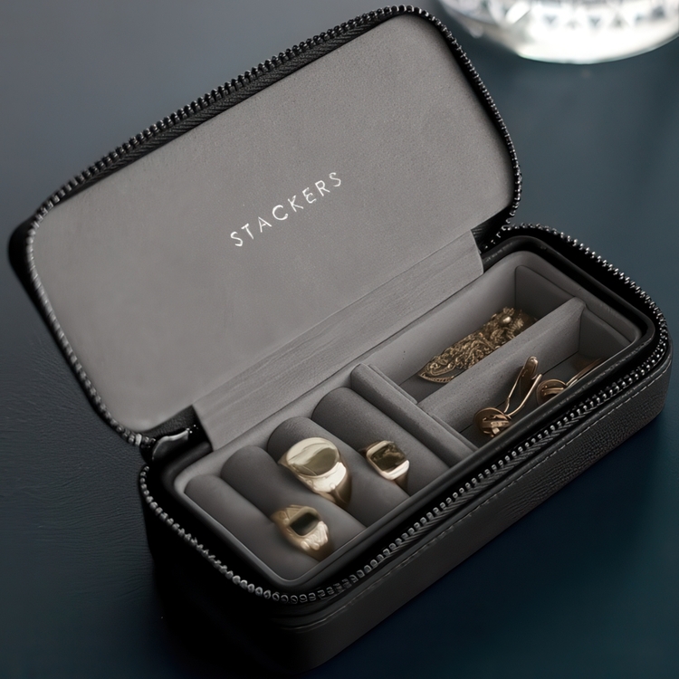 Smyckeskrin för resan, STACKERS, 7 x 16 x H 4,2 cm, Pebble Black