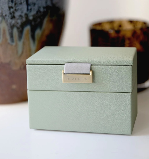 Smyckeskrin, 2 våningar, MICRO STACKERS, 12,5 x 9 x H 9 cm, Sage Green