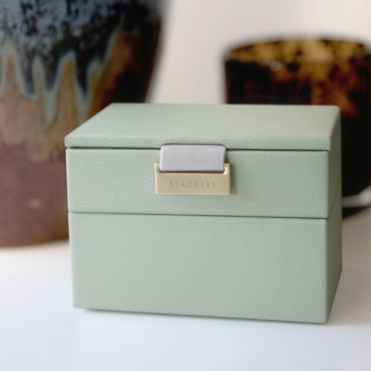 Smyckeskrin, 2 våningar, MICRO STACKERS, 12,5 x 9 x H 9 cm, Sage Green
