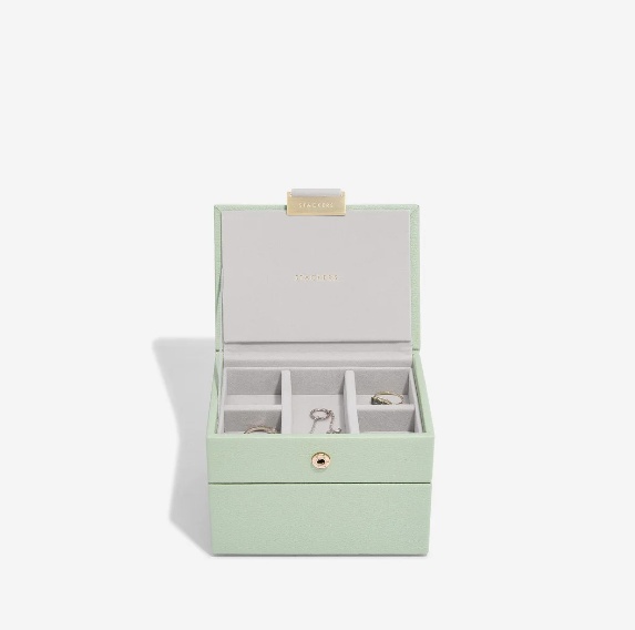 Smyckeskrin, 2 våningar, MICRO STACKERS, 12,5 x 9 x H 9 cm, Sage Green
