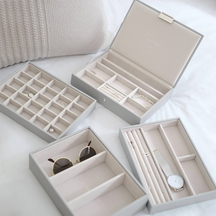 Smyckeskrin, 4 våningar, CLASSIC STACKERS, 25 x 18 x H 19,5 cm, Pebble Grey