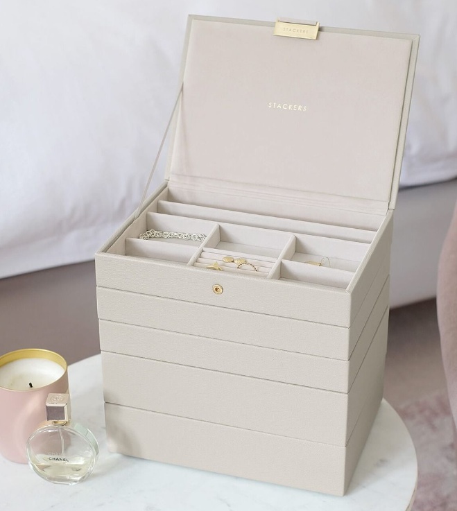 Smyckesskrin 5 våningar, Classic, Stackers, Beige