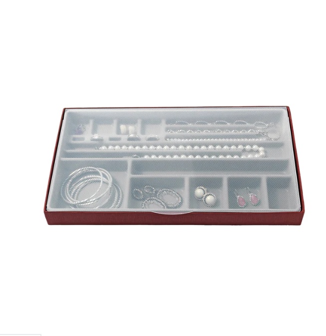 Smyckeskrin, BIJOUX ORGANIZER LARGE, 37 x 21,5 x H3,5 cm, Vinröd