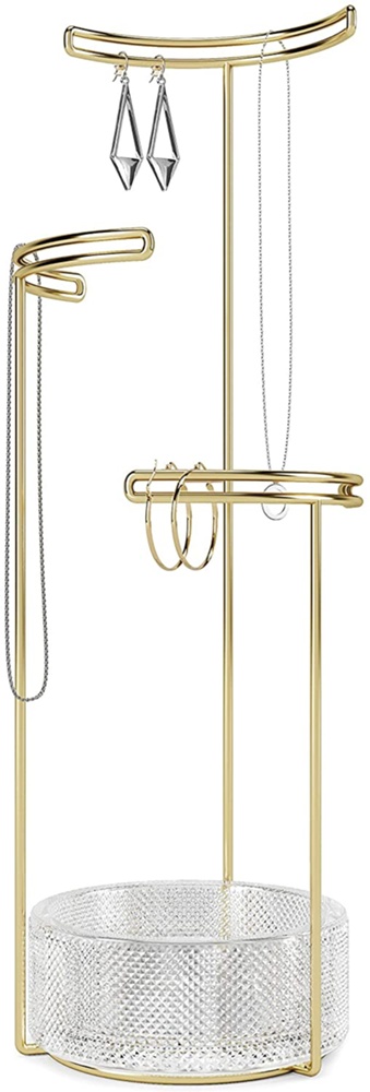 Smyckesträd, TESORA JEWELRY STAND BRASS, H 41,6 cm, Umbra, Guld / Klar