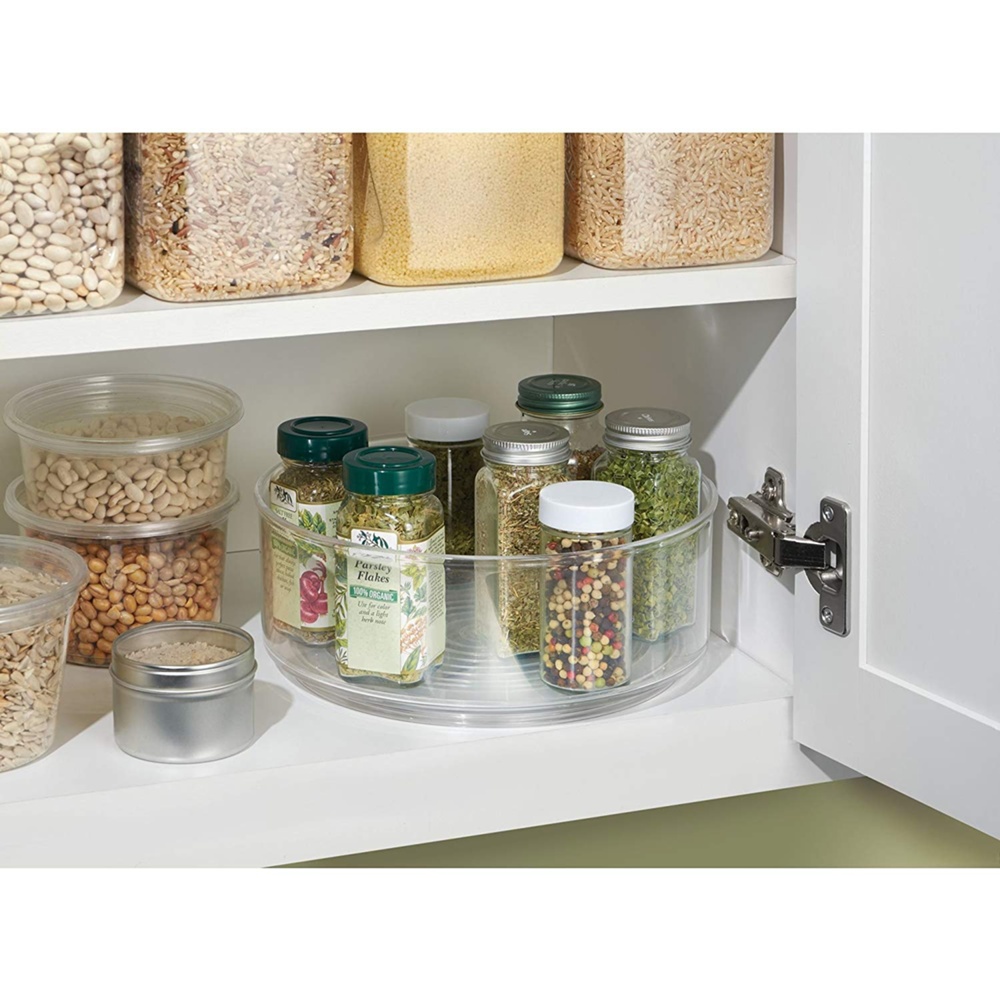 Snurrbricka av återvunnen plast, Hög kant, LAZY SUSAN, Ø 23 cm, Transparent