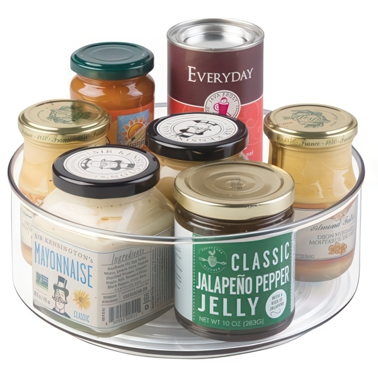 Snurrbricka av återvunnen plast, Hög kant, LAZY SUSAN, Ø 23 cm, Transparent