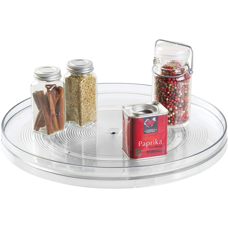 Snurrbricka av återvunnen plast, Stor, LARGE RPET TURNTABLE, Låg kant, Ø 35,6 cm, Transparent