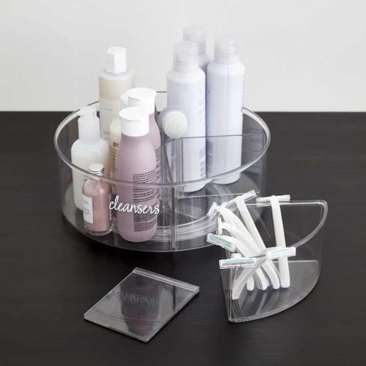 Snurrbricka med 4 fack, 1 Insats, THE HOME EDIT LAZY SUSAN, Ø 29,2cm, Transparent