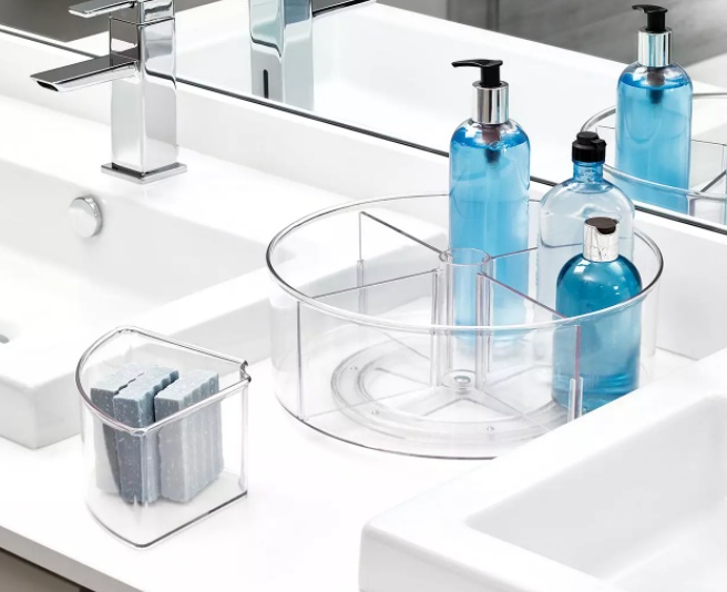 Snurrbricka med 4 fack, 1 Insats, THE HOME EDIT LAZY SUSAN, Ø 29,2cm, Transparent