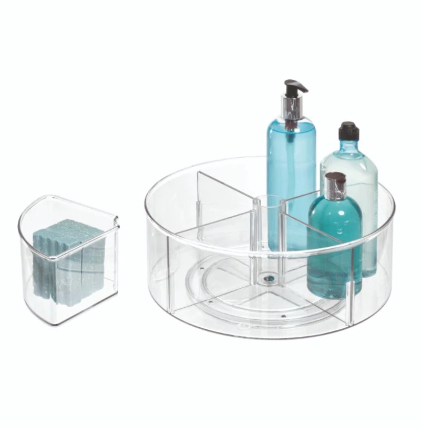 Snurrbricka med 4 fack, 1 Insats, THE HOME EDIT LAZY SUSAN, Ø 29,2cm, Transparent