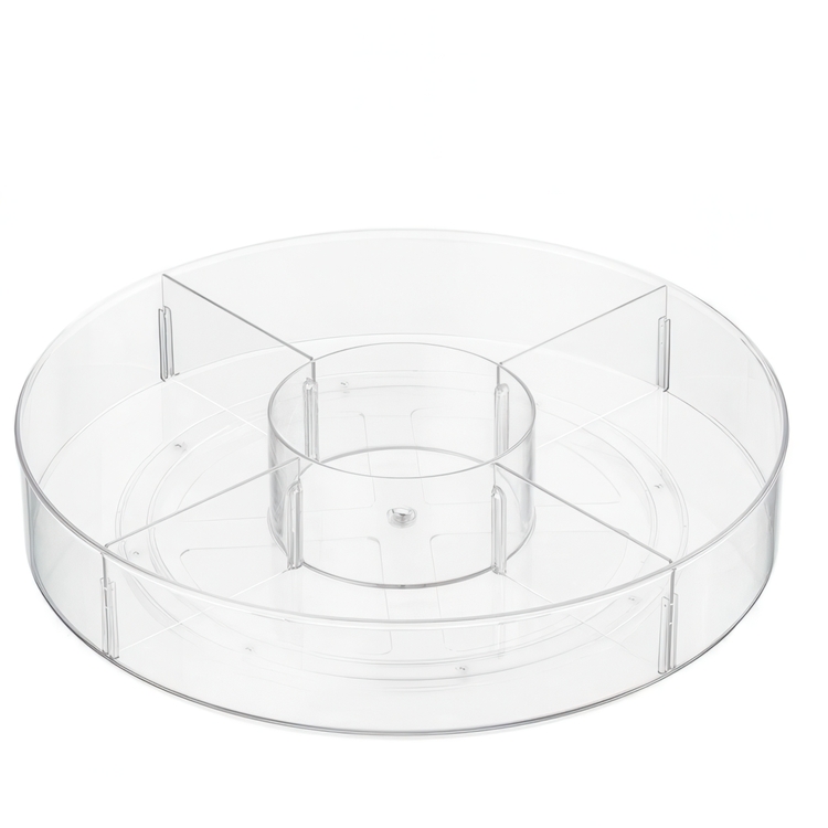 Snurrbricka med fack, XXL, THE HOME EDIT CABINET SPINNER, Ø 45,7 cm, Transparent