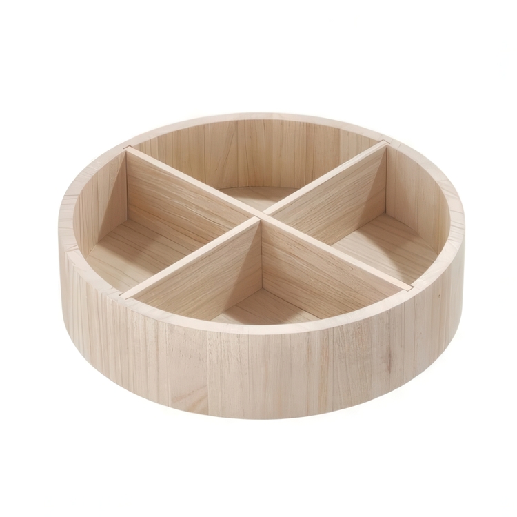 Snurrbricka trä, Med avdelare, THE HOME EDIT TURNTABLE, Ø 30,4 cm, Natur