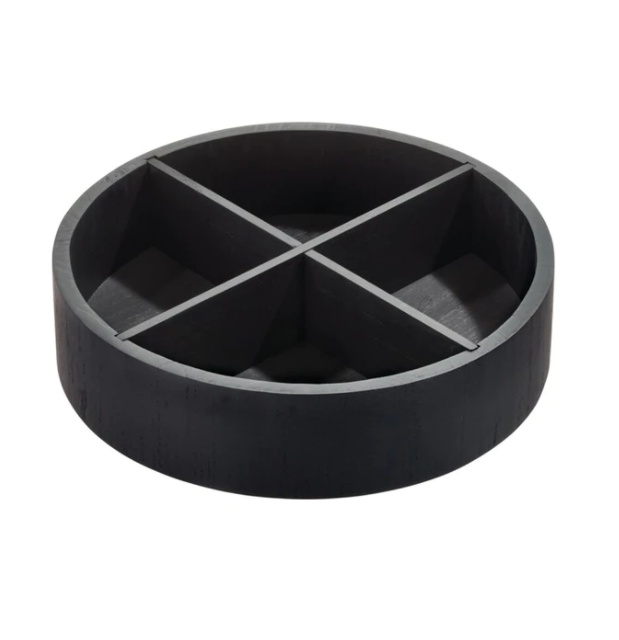 Snurrbricka trä, Med avdelare, THE HOME EDIT TURNTABLE, Ø 30,5 cm, Svart