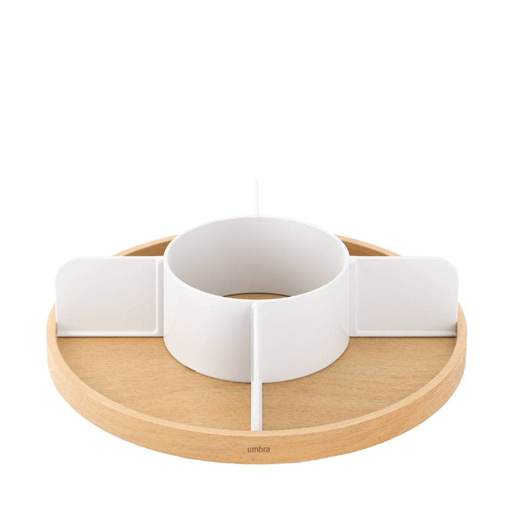 Snurrbricka trä, Med avdelare, UMBRA BELLWOOD LAZY SUSAN, Ø 30, Natur / Vit