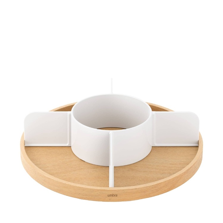 Snurrbricka trä, Med avdelare, UMBRA BELLWOOD LAZY SUSAN, Ø 30, Natur / Vit