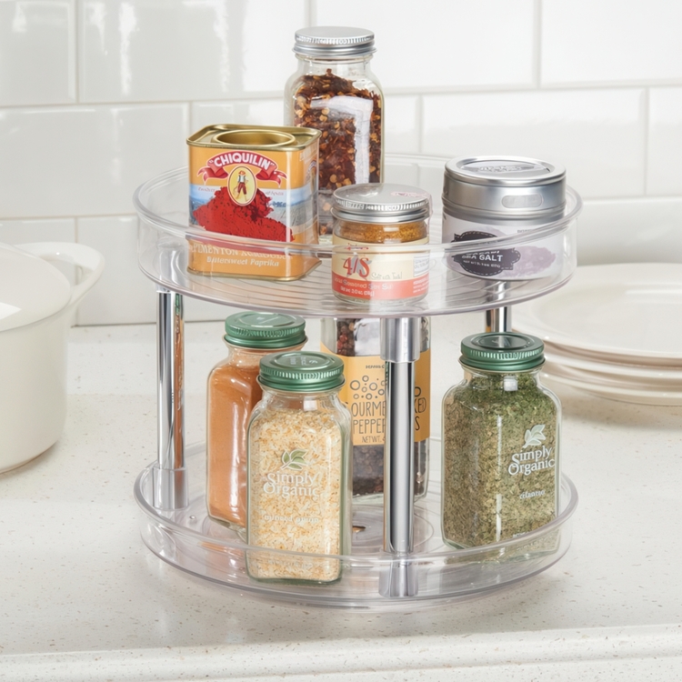 Snurrbricka, 2 våningar, LAZY SUSAN, Ø 23 cm, Transparent