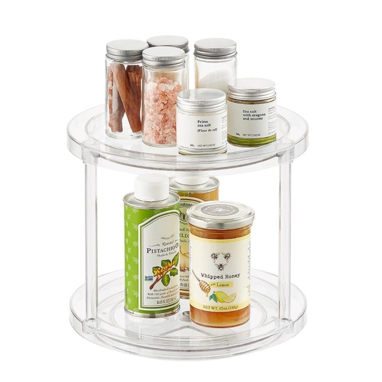 Snurrbricka, 2 våningar, THE HOME EDIT 2-TIER TURNTABLE, Ø 24 x H 22,2 cm, Transparent