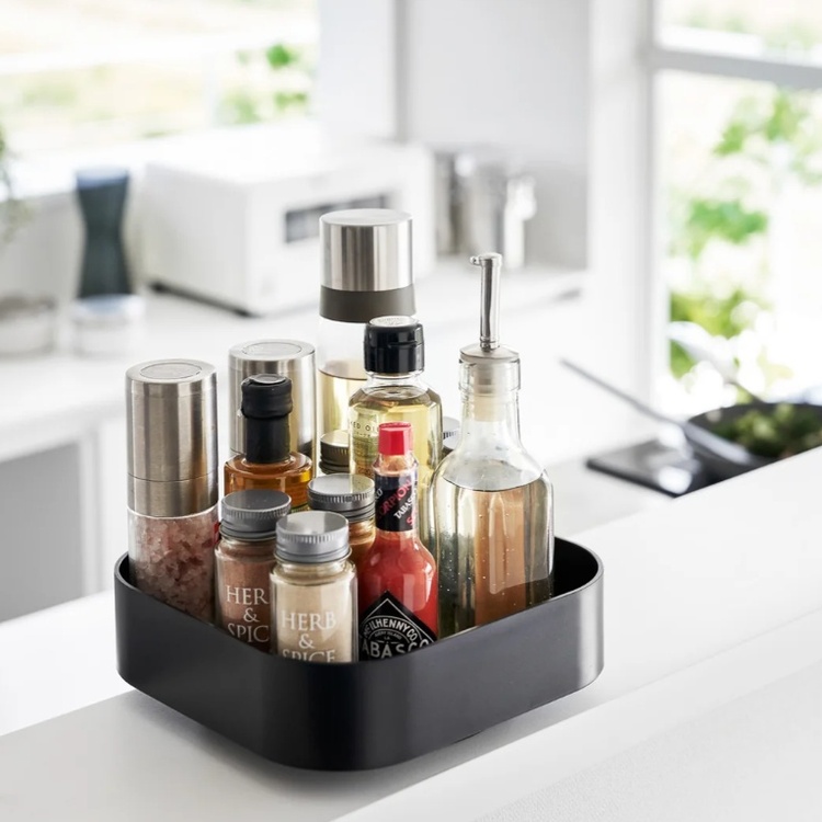 Snurrbricka, Fyrkantig, Hög kant, TOWER ROTATING TRAY, Yamazaki, 20 x